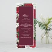 Moderne Bourgondische Waterverf Elegante bruiloft Menu (Staand voorkant)