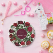 Moderne Bourgondische Waterverf Elegante bruiloft Papieren Bordje (Feest)