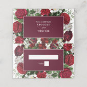 Moderne Bourgondische Waterverf Elegante bruiloft Plaatskaartje (Buitenkant ongevouwen)