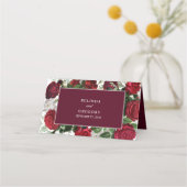 Moderne Bourgondische Waterverf Elegante bruiloft Plaatskaartje (Achterkant)