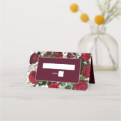 Moderne Bourgondische Waterverf Elegante bruiloft Plaatskaartje (Voorkant)