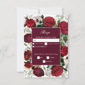 Moderne Bourgondische Waterverf Elegante bruiloft RSVP Kaartje (Voorkant)