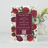 Moderne Bourgondische Waterverf Elegante bruiloft Save The Date (Staand voorkant)