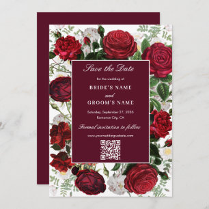 Moderne Bourgondische Waterverf Elegante bruiloft Save The Date