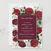 Moderne Bourgondische Waterverf Elegante bruiloft Save The Date (Voorkant)