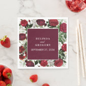 Moderne Bourgondische Waterverf Elegante bruiloft Servet (Insitu)