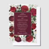 Moderne Bourgondische Waterverf Elegante bruiloft Vellum Uitnodigingen (Offset)