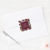 Moderne Bourgondische Waterverf Elegante bruiloft Vierkante Sticker (Envelop)