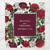 Moderne Bourgondische Waterverf Elegante bruiloft Wijn Etiket (Enkel label)