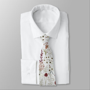 Moderne Bourgondische Wilde Bloemen Boho Bloemstuk Stropdas