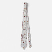 Moderne Bourgondische Wilde Bloemen Boho Bloemstuk Stropdas (Voorkant)