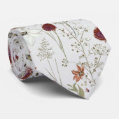 Moderne Bourgondische Wilde Bloemen Boho Bloemstuk Stropdas (Opgerold)
