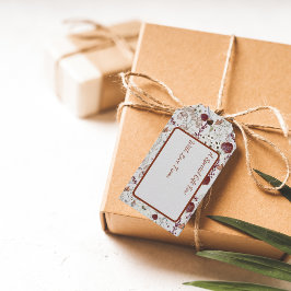 Moderne Bourgondische wilde bloemen | Elegante Boh Cadeaulabel