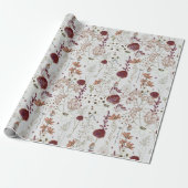 Moderne Bourgondische wilde bloemen | Elegante Boh Cadeaupapier (Uitgerold)
