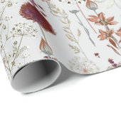 Moderne Bourgondische wilde bloemen | Elegante Boh Cadeaupapier (Rol Hoek)