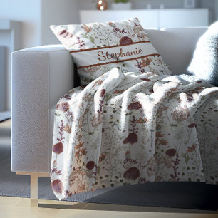 Moderne Bourgondische Wilde Bloemen Elegante Boh Fleece Deken