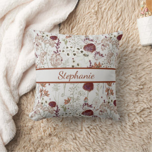 Moderne Bourgondische Wilde Bloemen Elegante Boh Kussen