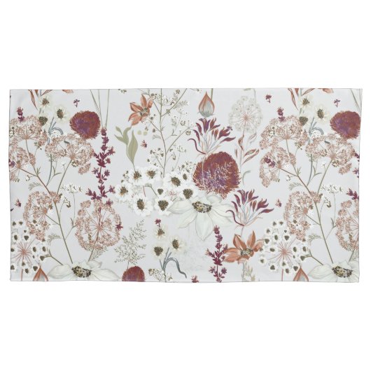 Moderne Bourgondische wilde bloemen | Elegante Boh Kussensloop (Voorkant-Links)