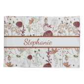 Moderne Bourgondische wilde bloemen | Elegante Boh Kussensloop (Achterkant)