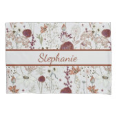 Moderne Bourgondische wilde bloemen | Elegante Boh Kussensloop (Voorkant)