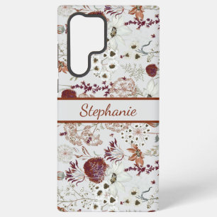 Moderne Bourgondische Wilde Bloemen Elegante Boh Samsung Galaxy Hoesje