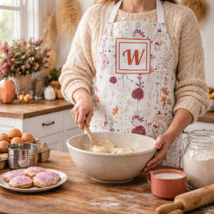 Moderne Bourgondische Wilde Bloemen   Elegante Boh Schort