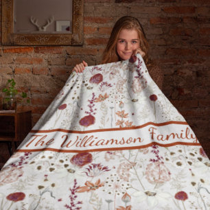 Moderne Bourgondische wilde bloemen Elegante Boh Sherpa Deken