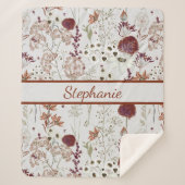 Moderne Bourgondische wilde bloemen | Elegante Boh Sherpa Deken (Voorkant)