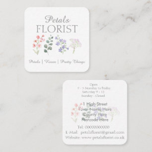 Moderne Boutique Bloemist Bedrijfsbranding Vierkan Vierkante Visitekaartje