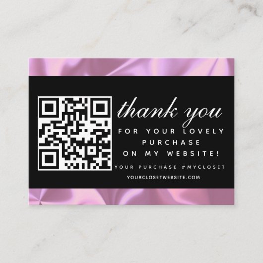 Moderne Boutique Schoonheid Roze Bedankt QR Code Visitekaartje (Voorkant)