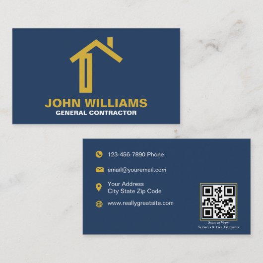 Moderne Bouw Bedrijfskaart met QR-code Visitekaartje (Voorkant / Achterkant)