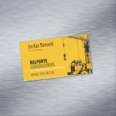 Moderne bouw | Geel & kraanontwerp Magnetisch Visitekaartje (Voorbeeld)