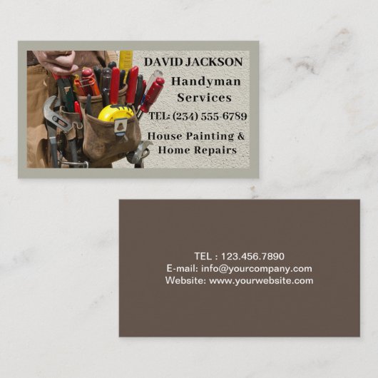 Moderne bouw Handyman Carpenter Visitekaartje (Voorkant / Achterkant)