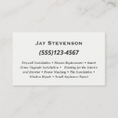 Moderne bouw Handyman timmerwerk hout Visitekaartje (Achterkant)