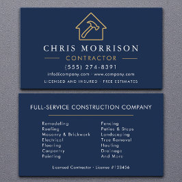 Moderne Bouw Marine Blauw Goud Visitekaartje