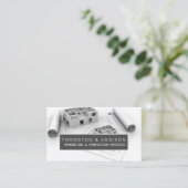 Moderne bouw renovatie bouwer aannemer visitekaartje (Staand voorkant)