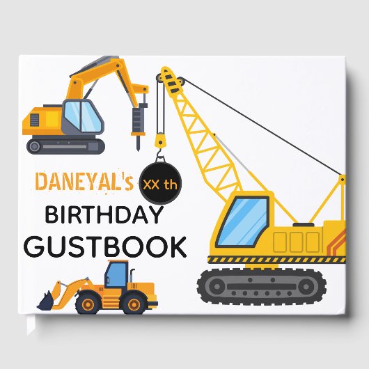 Moderne Bouw Simpele Kinderverjaardag Gastenboek (Voorkant)