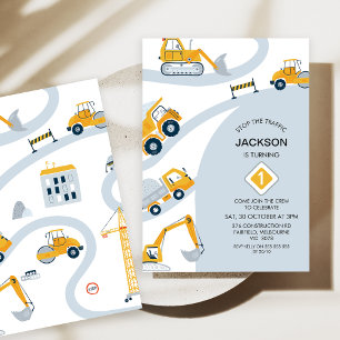 Moderne bouw stopt het verkeer 1e verjaardag kaart