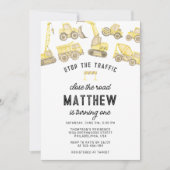 Moderne bouw thema eerste verjaardag kaart (Voorkant)