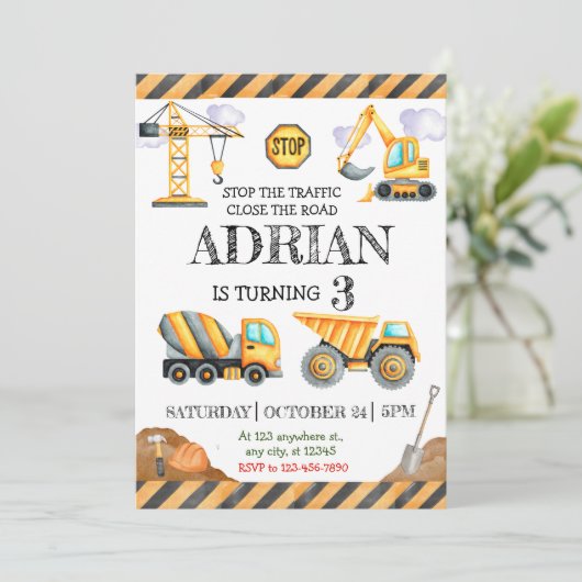 Moderne bouw verjaardag kaart (Staand voorkant)