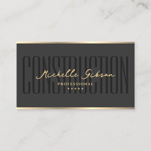 Moderne bouwaannemer Donkergrijs Faux Gold Visitekaartje (Voorkant)