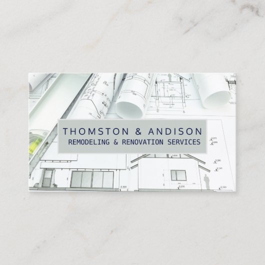 Moderne Bouwarchitect Bouwer Aannemer Visitekaartje (Voorkant)