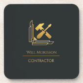 Moderne Bouwconstructie Goud & Zwart Bier Onderzetter (Voorkant)