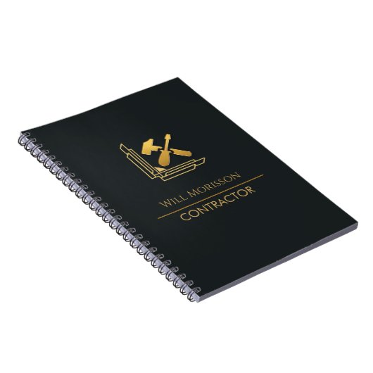 Moderne Bouwconstructie Goud & Zwart Notitieboek (Rechterzijde)
