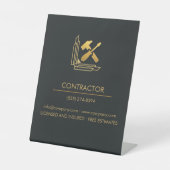 Moderne Bouwconstructie Goud & Zwart Reclamebord Met Voetstuk (Voorkant)
