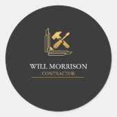 Moderne Bouwconstructie Goud & Zwart Ronde Sticker (Voorkant)