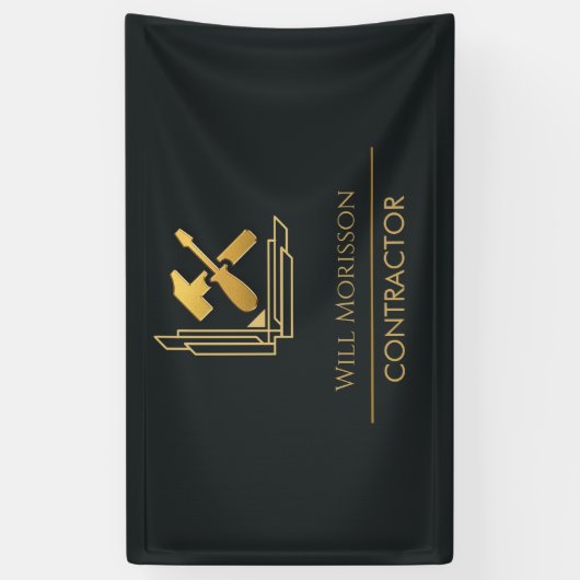 Moderne Bouwconstructie Goud & Zwart Spandoek (Verticaal)