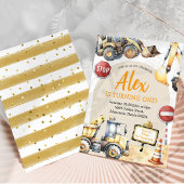 Moderne bouwjongen eerste verjaardag kaart