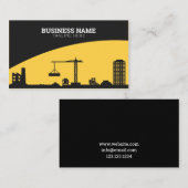 Moderne bouwlocatie (zwart-wit en geel) visitekaartje (Voorkant / Achterkant)