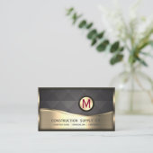 Moderne bouwmonogram LOGO Black Gold Metal Visitekaartje (Staand voorkant)